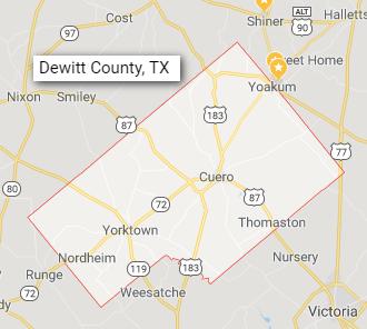Map outlining the DeWitt County prize region